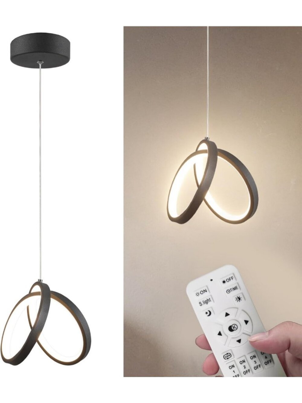 Modern 6.5-Inch LED Pendant Light, Dimmable Remote & App Control, Adjustable